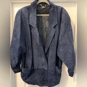 Linea Pelle Vintage Italian Suede Jacket Size IT 46 (XL in US) Blue